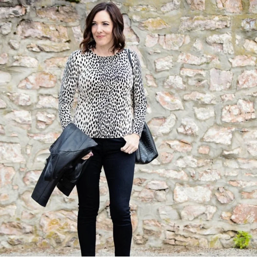 J. Crew Cotton Teddie Sweater in Leopard, Size Medium - Picture 4 of 13